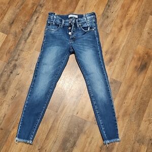 👖KanCan Faded Blue High-Rise Skinny Jeans with Button-Fly